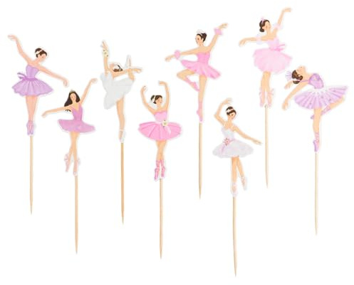 Aomhrek Ballerina Cake Topper Set, 8 PCS Personalised Cupcake Toppers for Girls, Princess Cake Toppers, Perfect for Cupcakes and Birthday Parties
