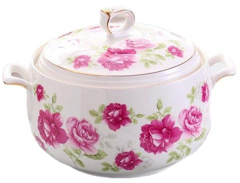 Générique Soupière Bol Avec Couvercle 3000 Ml De Soupe Tureen Avec Poignées Doubles Bol Avec Couvercle Et Anneau Rond À Soupe En Céramique Service Pour La Cuisine Ustensile Ustensile Accessoire