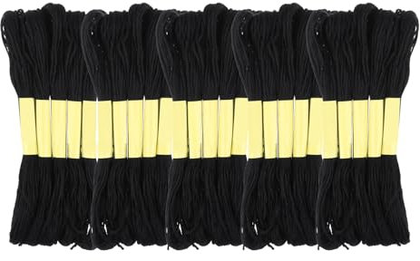 25 Stück Embroidery Threads 8m Schwarzes Stickgarn Handwerks Stickfaden Kreuzstichfäden Kreuzstich Garn für Stricken Stickere