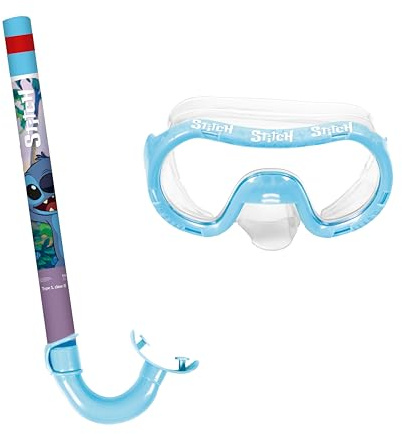 ARDITEX Set snorkeling per bambini con maschera e boccaglio Stitch Disney – Maschera regolabile 14x20,5x11 cm, tubo 33 cm, dai 3 anni, ideale per mare piscina e vacanze