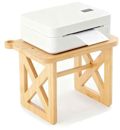 Halidali Label Holder for Rolls and Fan-Fold Labels, Thermal Sticker Dispenser, Bamboo Printer Stand for Desktop Thermal Printer, Accessory Supplies for Small Business, Office, Home (Bamboo-Wood)