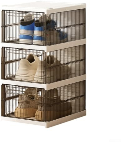 Scatole trasparenti impilabili per scarpe con caratteristiche pieghevoli per mantenere le scarpe da ginnastica organizzate e facilmente visibili in piccoli spazi abitativi (A)