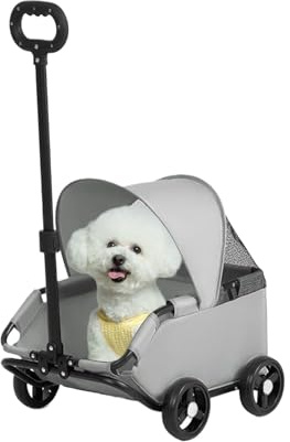 Carrito Para Perros Pequeños - Coche para Gatos Plegable | Ventilado 7 Kg,Uso En Parque, Playa, Centro Comercial Y Visitas Al Veterinario