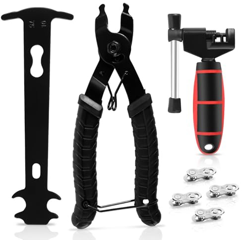 DELAESI Dérive-chaîne de vélo - Kit d'outils avec 4 paires de rivets de chaîne de vélo - Pince à chaîne de vélo pour chaînes de 6 à 12 vitesses