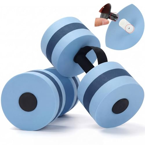 Soulchen Pool Exercise Equipment Water Dumbbells Pool Resistance Aerobic Weights EVA Foam Dumbbell with Handle Strip for Aqua Therapy Water Aerobics Weight Loss Fitness(Mixed Blue,Heavy)