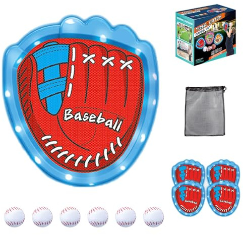 Kasta och fånga bollspelset, 6 klibbiga bollar, 4 träningshandskar med LED-ljus, utomhusleksak för trädgård och strand för barn, pojkar och flickor Softball - 1