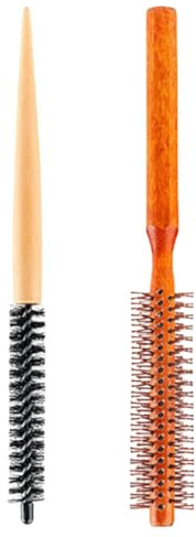 Spazzola Capelli Rotonda Piccola, 2 Pezzi, Mini Spazzola a Setole per Barba da Uomo, Ottima per districare e migliorare i riccioli, per Styling, salone parrucchieri, Capelli Corti Sottili