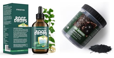 Root Drops IBA Rooting Hormone for Cuttings, Propagation for Houseplants Water/Soil/Moss/LECA + Organic Soil Activator for Potting Mix & Compost, Root Growth Booster, 4.06 oz + 1000g
