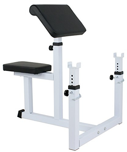 F2C Preacher Curl Bench, Adjustable Arm Curl Weight Bench for Isolated Bicep and Tricep Strength Training, 550 LBS Capacity Home Gym Equipment with Barbell Rack and Dumbbell Station, Seated Workout Bench