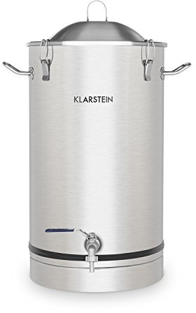 Klarstein Maischfest - Kit Birra Artigianale, Caldaia Ammostamento, Fermentatore Mosto Vino Birra, Scala in litri e galloni, 30 L, Rubinetto, incluso tubo di fermentazione, Acciaio Inox
