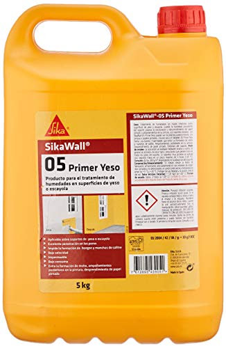 SIKA - Resina acrílica - SikaWall-05 Yeso - Blanco - Lista para su para tratamiento de humedades en muros interiores de yeso o escayola - 5kg