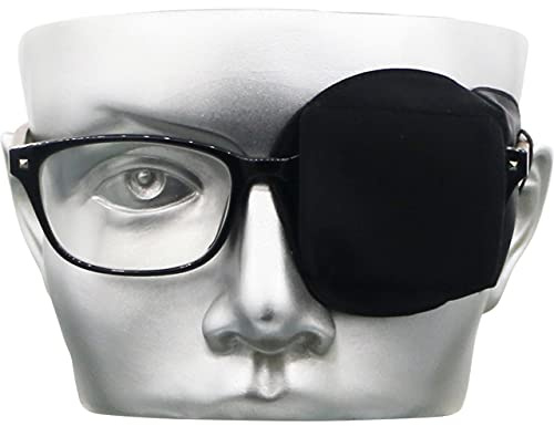 Astropic 3D Silk Eye Patch for Adults Kids | Medical Eyepatch for Glasses (Balck, Left Eye)