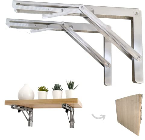CNNUXI Hardware Klappregalhalterungen, 30,5 cm, 2 Stück, robuste Edelstahl-Faltklammern, platzsparend, für Tisch, Werkbank, Heimwerker, Wandklapptisch, zusammenklappbar, Tisch