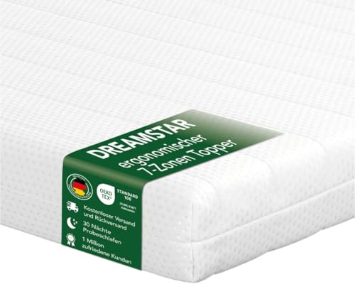 DREAMSTAR Easy Flex | ergonomischer Matratzentopper mit Kaltschaumkern | Matratzenauflage mit Härtegrad 2 und 3 | Öko-TEX® | 10 cm hoch | 140 x 200 cm