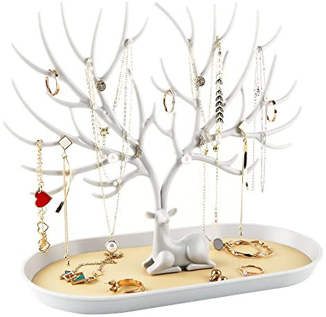 MORE&LESS Antlers Jewelry Display Stand,Tree Tower Rack Hanging Organizer for Ring Earrings Necklace Bracelet