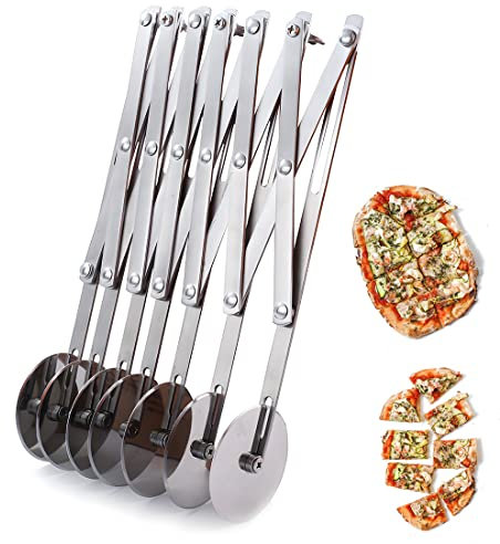 7 Ruedas Cortador de Masa, Cortador de Pizza Ajustable, Corta pizza de Acero Inoxidable, Cortapizzas con Asa para Hornear, Pastelería, Pan (7 Wheel)