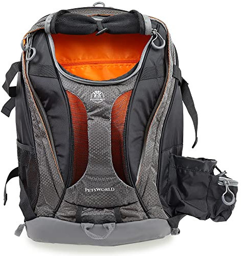 PETSWORLD Hunderucksack | Für Hunde bis 10 kg | Inkl. Kotbeutelspender, Wassernapf und Laptopfach | Flugtauglich als Handgepäck | Komfortabel und sicher