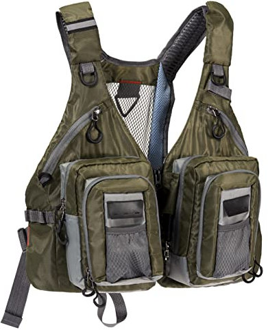 Bassdash Herren Angeln Weste Multifunktionsweste Damen Anglerweste verstellbare Größe mit 10 Taschen für Fliegenfischen Outdoor Freizeit