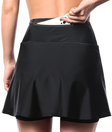 SECXEO Jupe de Vélo pour Femme avec 5D Gel Rembourré Séchage Rapid Respirant élastique Shorts de Cyclisme Absorption des Chocs Cuissard Cycliste(Size:L,Color:Noir)