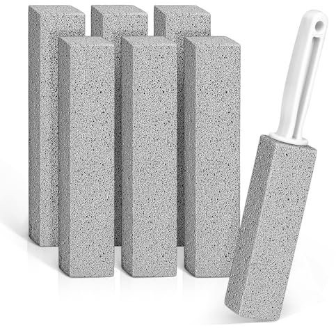 Pumice Stone, ARRITZ 7pcs Scouring Stick with Handle for Removing Calcium Buildup, Hard Water Rings and Rust, Suitable for Cleaning Toilet, Sink, Bathtubs, Tile, Stove, Grill