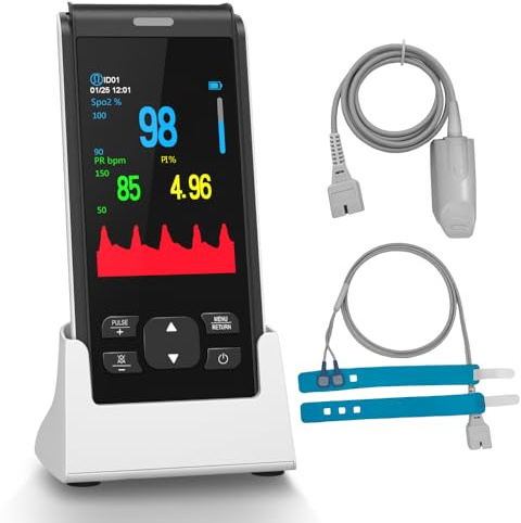 HealthTree Handheld Pulse Oximeter, Rechargeable Oxygen Monitor,Fingertip Blood Oxygen Saturation Monito for Kids and Adults Checking with SpO2 Level, Heart Rate and Perfusion Index