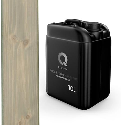 Q-COVER holzimprägnierung Hellgrau 7001 10 L 2 in 1 holzschutz farbimprägnierung imprägniermittel holzschutzmittel imprägnierung abperleffekt alle holzarten holzgrundierung