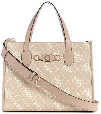 GUESS Damen Izzy Zwei Fächern Tragetasche, Sand-Logo