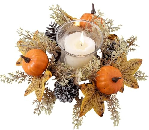 Corona de Velas otoñal – Construcción Robusta Herramienta Decorativa | Guirnalda de de Acción de Gracias Decoración de Flores para Mesa de Comedor Repisa de Chimenea Tirador de Puerta Ventana
