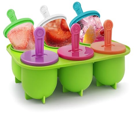 Moules à Glace en Silicone, Réutilisable Moule Glace Silicone Sans BPA, en 6 Tige en Plastique Colorés