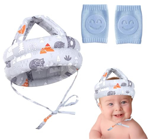 Head Protection for Baby, Baby Head Protector with Knee Pads, Safety Helmet for Infants 6-24 Months, Adjustable Baby Helmet for Crawling, Walking, Car Seat and Stroller Use