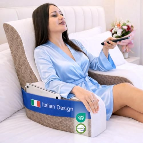 Cojín de Lectura para Cama y Sofá Ritalia – Respaldo Ergonómico para Leer y Ver la TV – Soporte de Espalda y Cervical – Confort Envolvente