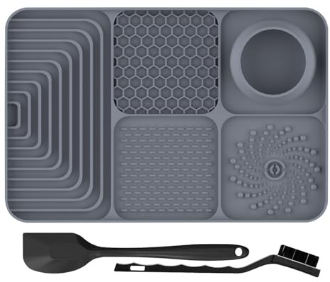YSYONBOE Tappetino da Leccare per Cani e Gatti, 20x30cm Tappetini Leccare Silicone con Ventose, Senza BPA, Antiscivolo Alimentatore Lento Tappetino da Mangiare per Burro, Yogurt e Arachidi