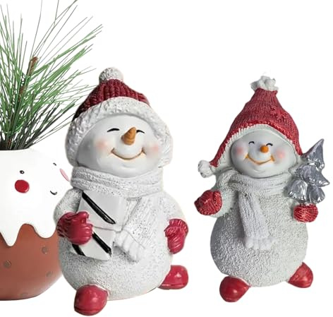 Genérico Figure Pupazzo Di Neve | 2 Pezzi di Figure | Decorazioni Da Tavolo Pupazzo Di Neve - per Casa Inverno Scrivania Tavolo Ufficio Cucina Vacanze