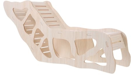 JEWEDECO Escalera de Madera Fuerte para Jaula de Hámster y Cobaya Escondite, Adecuado para Dormir y Relajarse en Casa de Hámster Beige