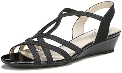 LifeStride Womens Yaya Wedge Sandal, Black, 9.5 US