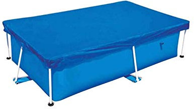 Nadoli Blau Schwimmen Poolabdeckung,220x150x43cm PE Weben Dauerhaft Regenfest Wasserdicht Winddicht Staub Deckung Kordelzug Rectangular Überirdisch Pool Schutz Cover Matte Decke