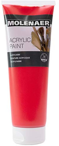 Molenaer Acrylfarbe zum Malen, zinnoberrot, 250ml Tube - Künstler-Acrylfarbe, Studioqualität