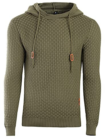 Genfien Sudadera con Capucha para Hombre de Punto Deportiva | Jacquard,Hoodie,Casual,Liso,Otoño,Invierno