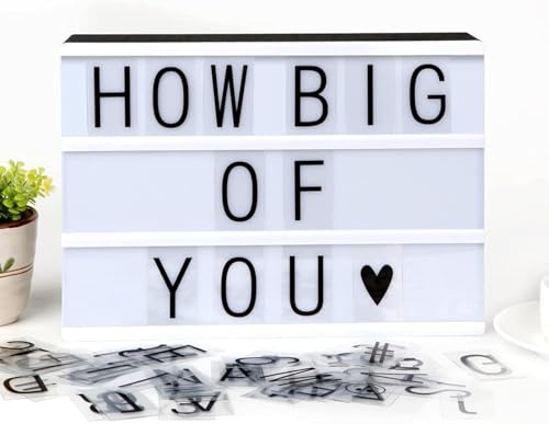 Boîte lumineuse LED Lightbox personnalisable 85 signes lettre 3 lignes HxlxP: 22x30x4,3 cm, blanc/noir