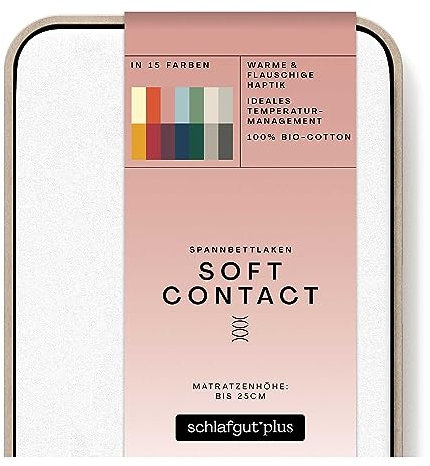 schlafgut Soft Contact Spannbettlaken bis 100x200cm, Full-White aus 100% Biobaumwolle wärmend