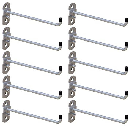 ADB Werkzeughalter 10x mit senkrechten Hakenende d=6 mm L=200 mm Lochwand Hakenset Zubehör Lochwandhaken Eurolochung