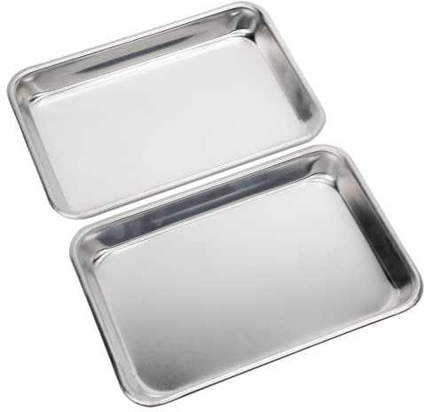 KITCHENATICS Premium Toaster-Ofenpfanne mit Antihaftbeschichtung, 2er-Set, 1/8-Blatt-Backform, kleines Keksblech-Tablett, kleine Backbleche aus Aluminium für den Ofen, Toaster-Ofenblech – 24 x 16,5 cm
