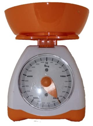 Balance de cuisine mécanique diététique accessoire cuisine avec subdivision 40 g, charge maximale 5 kg (orange)