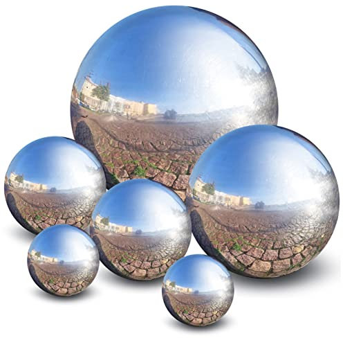 6 Pcs Garden Reflector Outdoor Decorations for Garden Disco Balls Mirror Gazing Balls Gazing Globe Stainless Steel Trim Stainless Steel Balls Hollow Accessories 15c