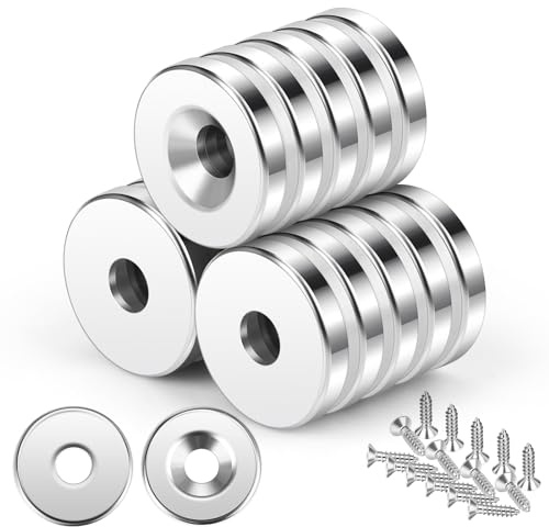 Wzone 15x3mm Neodimio Calamite Potenti Magnete 15 Pezzi con Foro Svasato M4 Magneti Piccole Rotonda Forati Vite Rondelle