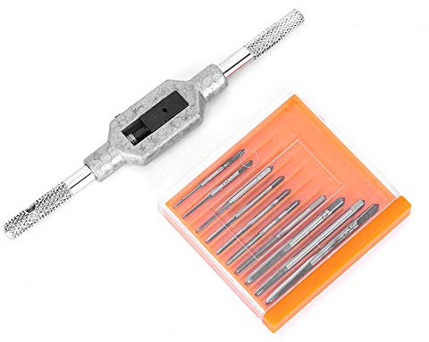 Msiud Mini Gewindebohrer Set, M1-M3.5 Hochgeschwindigkeits Stahl Metrischer Gewindeschneider Set Modellbau Gewindeschneidwerkzeug für Das Gewindeschneiden Von Uhren und Armbanduhren 11-Teiliges