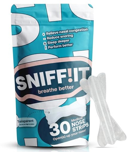 Sniffit Nasal Strips Anti snoring - 30 Pieces of Nose Strips for Easier Breathing Through The Nose - Nose Strips for Breathing and snoring - for Restful Sleep & More Energy