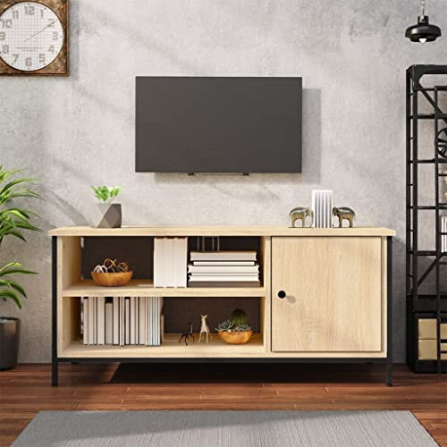 qohoio Mobile Porta TV Rovere Sonoma 100x40x45 cm in Legno Multistrato-826301
