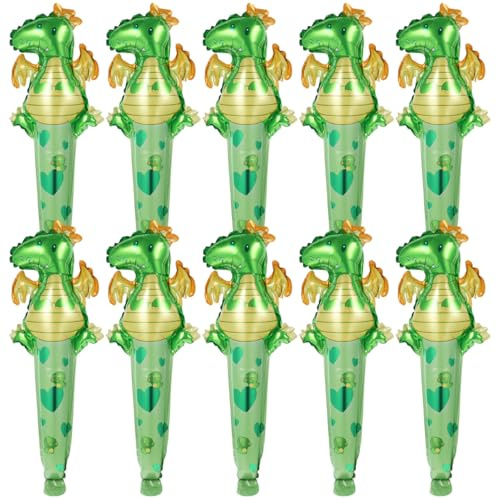 50Pcs Dinosaur Wand Balloons, Aluminum Foil Party Decorations | Handheld Cartoon Photo Props, Vivid Birthday and Festival Supplies, Tightly Sealed, Not Easy to Break