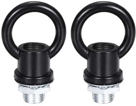 PATIKIL 18Lb Load Lamp Female Loop Holder, 2 Set Lifting Eye M10 Fine Thread Nut Hook Ring Shape Structural Support to Chandelier Lighting Fixture (Black, 1.1 x 1.4 Inch)